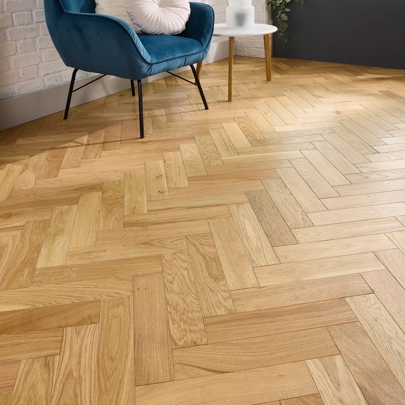 Herringbone Parquet Engineered Wood Flooring 18mm Natural Brushed Matt Lacquer - image 6