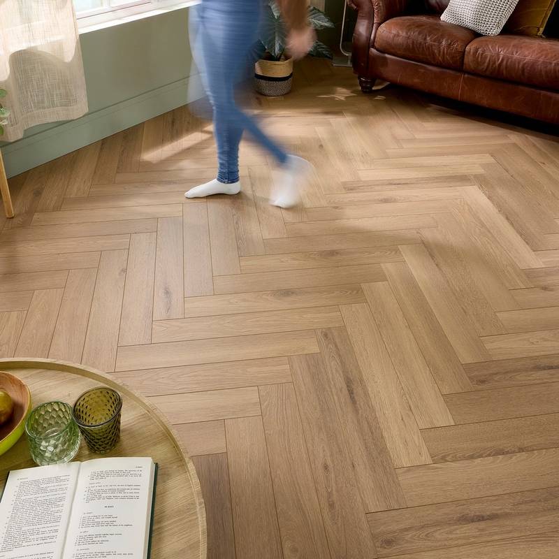 Embrace Herringbone Laminate Flooring Farmhouse Oak 14mm Built-in Underlay - image 8