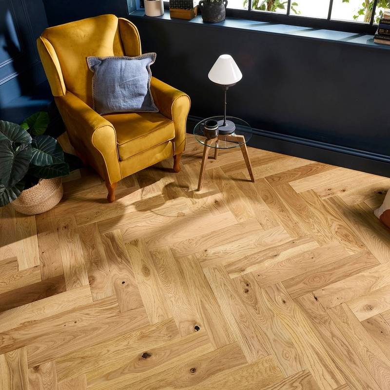 Herringbone Parquet Engineered Wood Flooring 14mm Essential Oak Brushed Lacquer - image 5