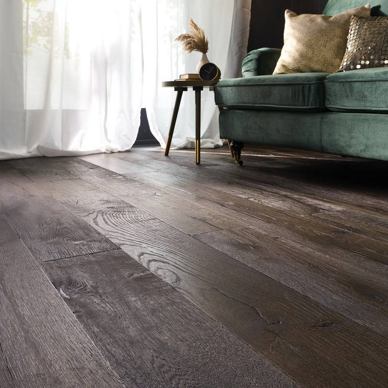 Loire Engineered Wood Flooring 15mm x 190mm Dark Distressed Wax Oiled - image 7