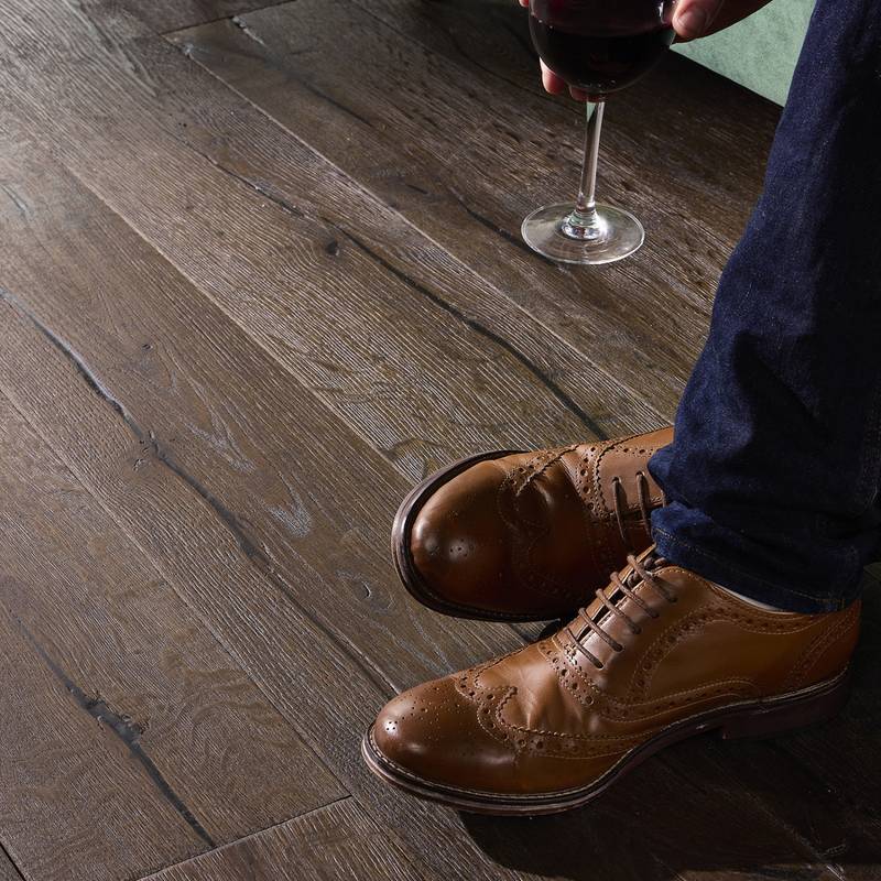 Loire Engineered Wood Flooring 15mm x 190mm Dark Distressed Wax Oiled - image 2