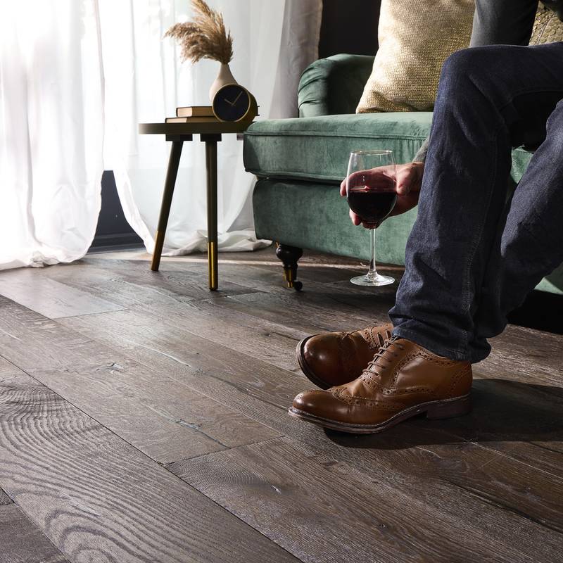 Loire Engineered Wood Flooring 15mm x 190mm Dark Distressed Wax Oiled - image 9