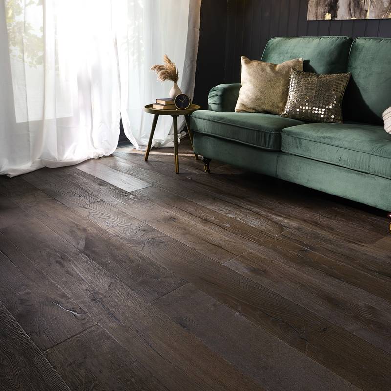 Loire Engineered Wood Flooring 15mm x 190mm Dark Distressed Wax Oiled - image 4