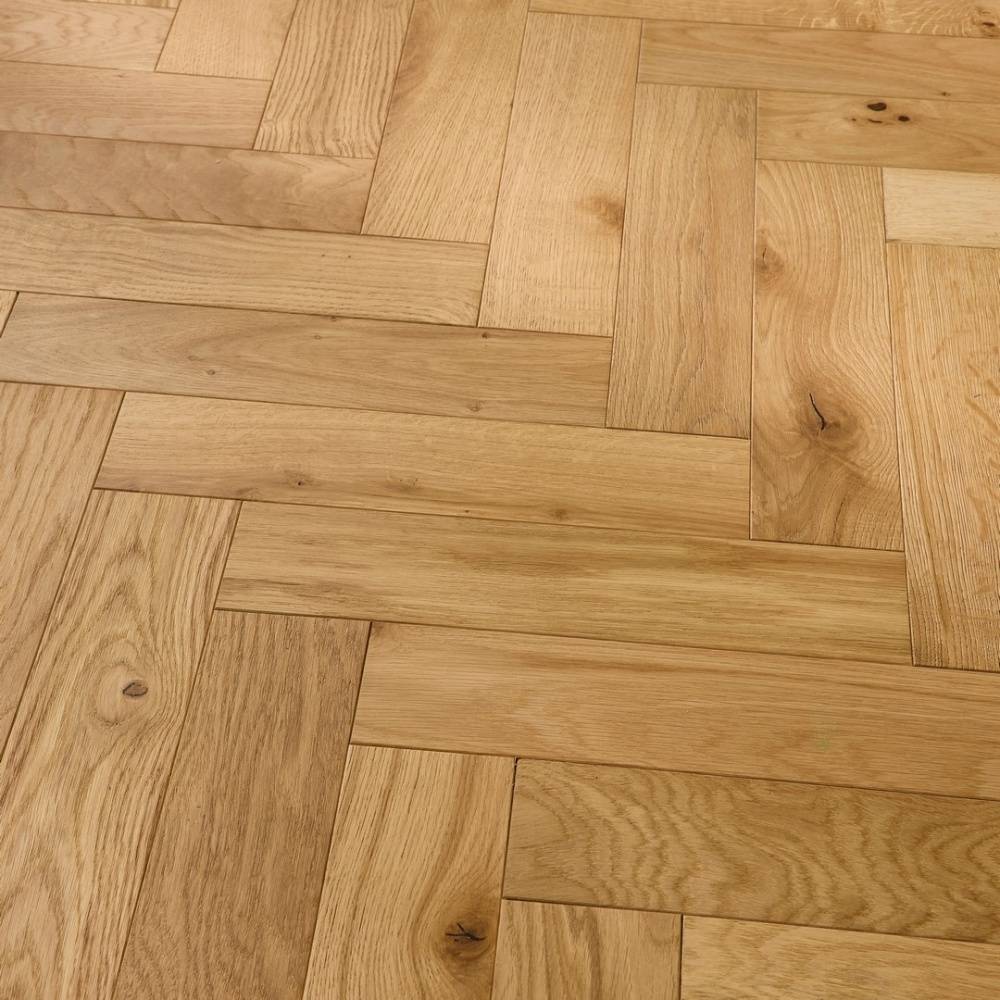 Herringbone Parquet Engineered Wood Flooring 18mm Natural Brushed Oiled  - Big