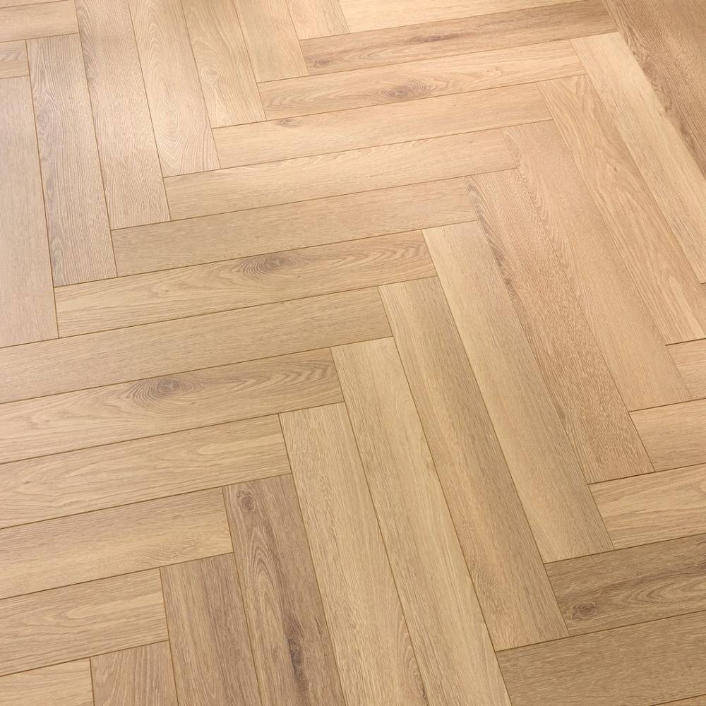 Embrace Herringbone Laminate Flooring Farmhouse Oak 14mm Built-in Underlay - Big