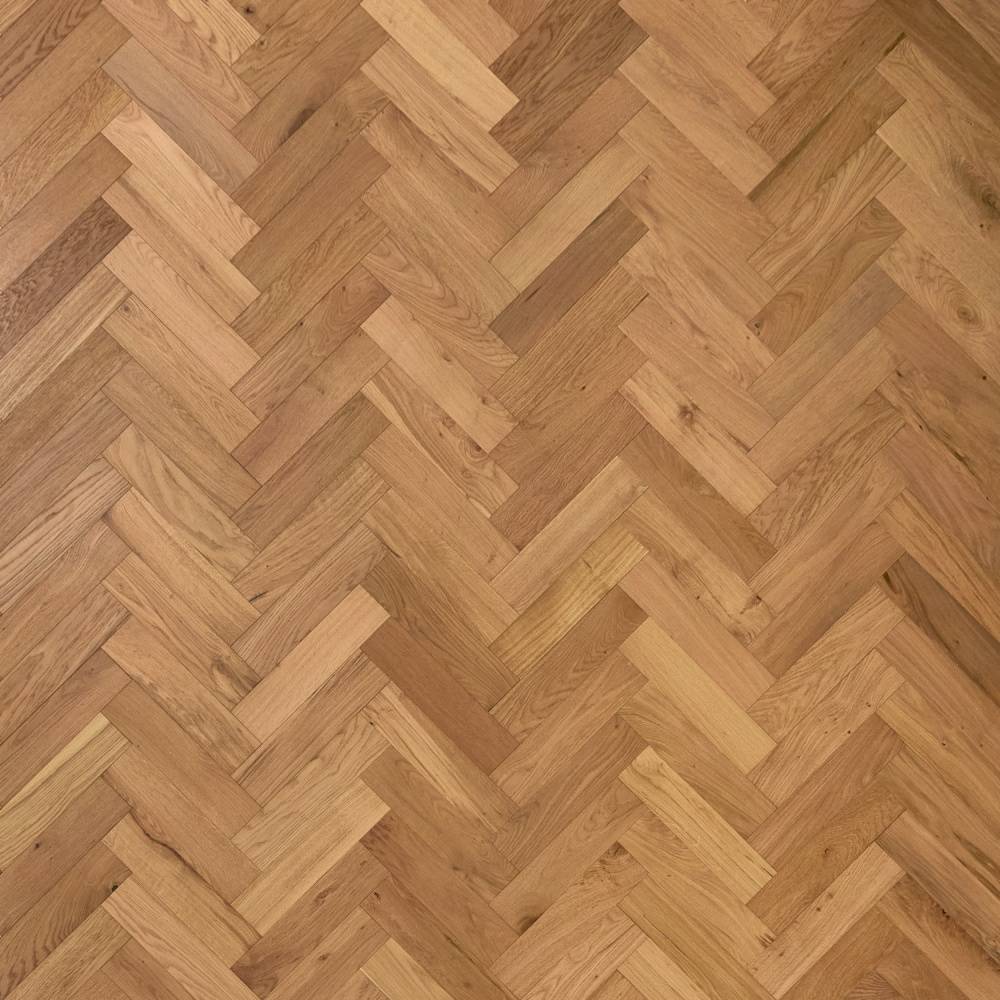Herringbone Parquet Engineered Wood Flooring 12mm Natural Oak Brushed UV Oiled - Big