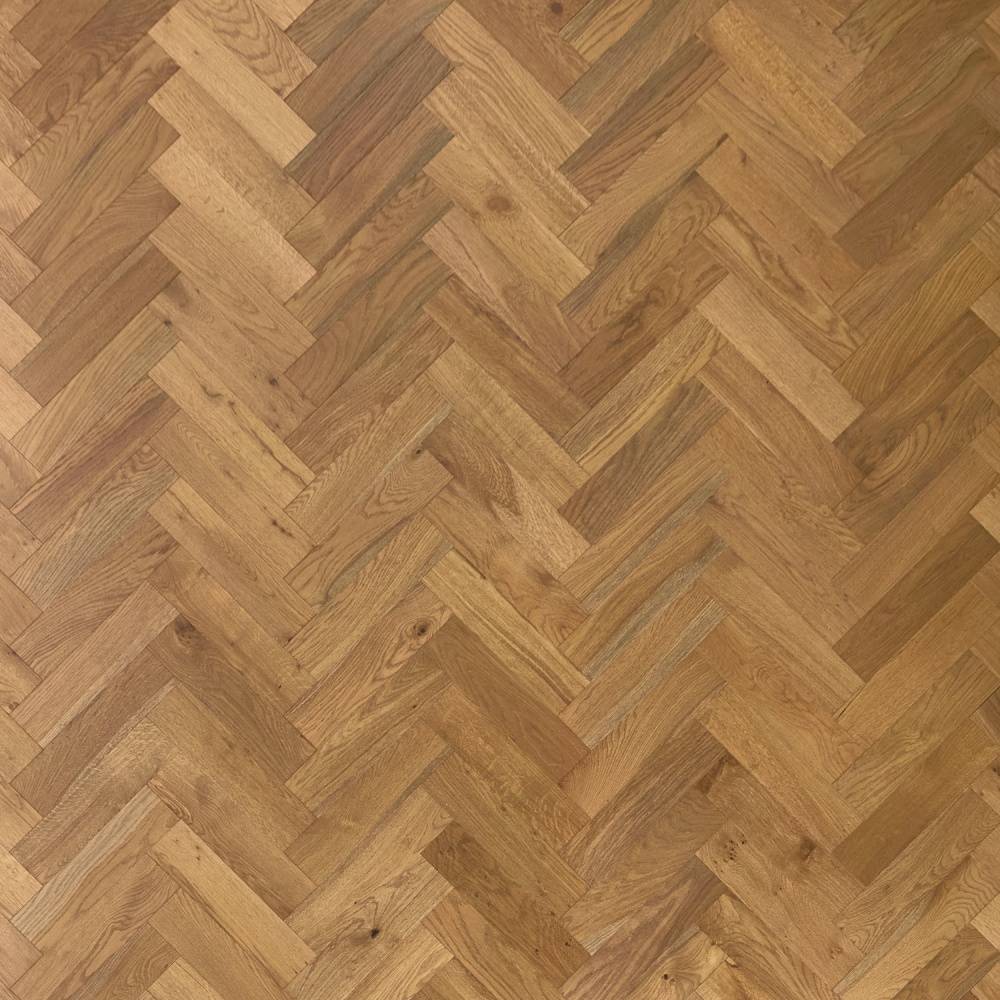 Herringbone Parquet Engineered Wood Flooring 12mm Double Smoked Brushed Lacquer - Big