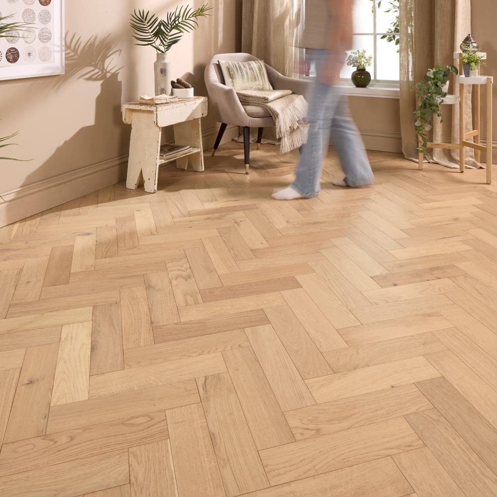 Herringbone Parquet Engineered Wood Flooring 12mm Essence Oak Matt Lacquer