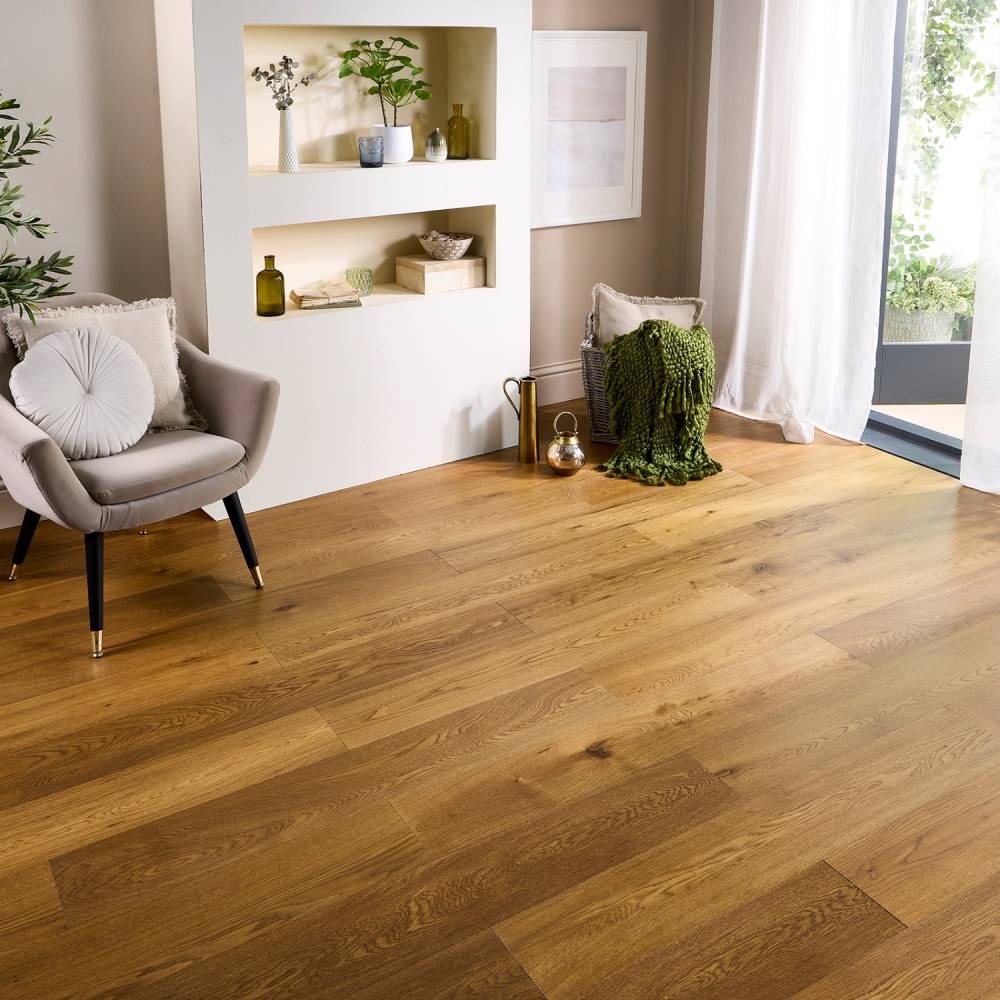Manor Chateau Click Engineered Wood Flooring 10mm x 185mm Double Smoked Oak Brushed Lacquer