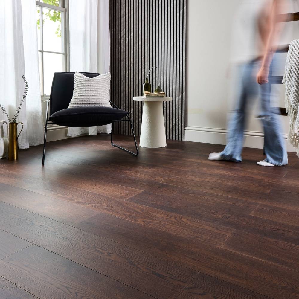 Manor Espresso Click Engineered Wood Flooring 10mm x 185mm Coffee Smoked Oak Brushed Lacquer