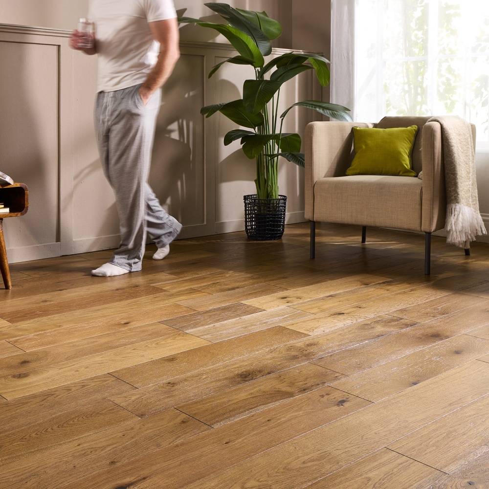 Abbey Burnham Engineered Wood Flooring Oak 14mm x 165mm Brushed Lacquered Double Smoked
