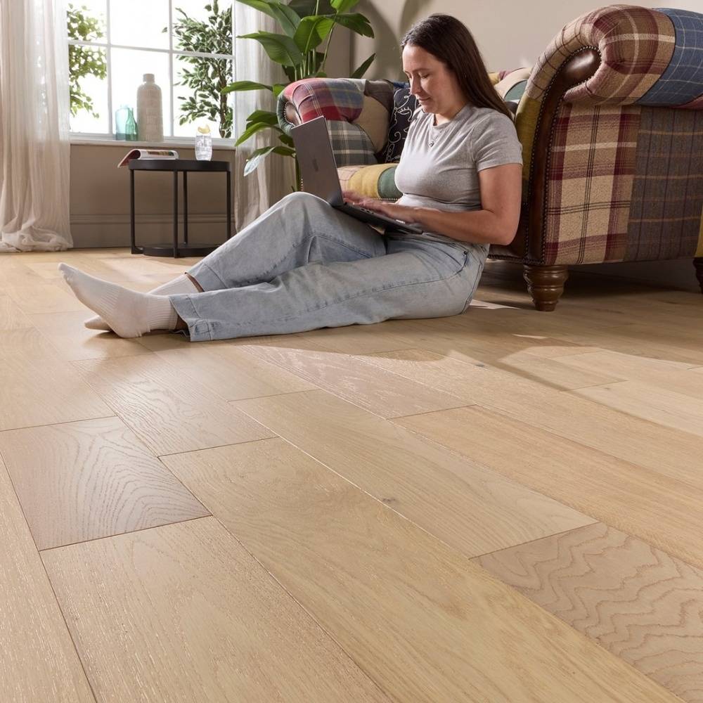 Abbey Danson Nude Oak 14mm x 165mm Brushed Matt Lacquered Engineered Wood Flooring
