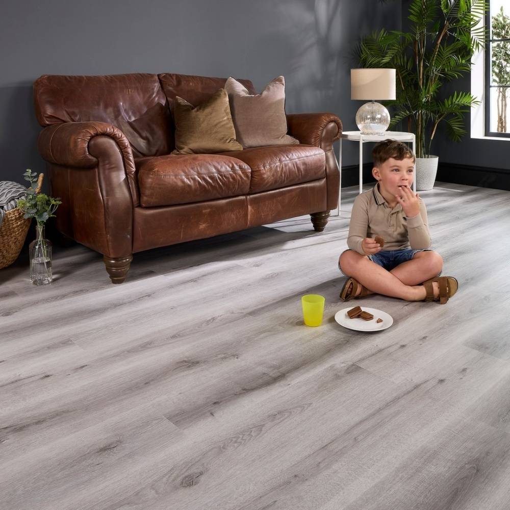 Aqua Plank Putty Grey Oak Click Vinyl Flooring