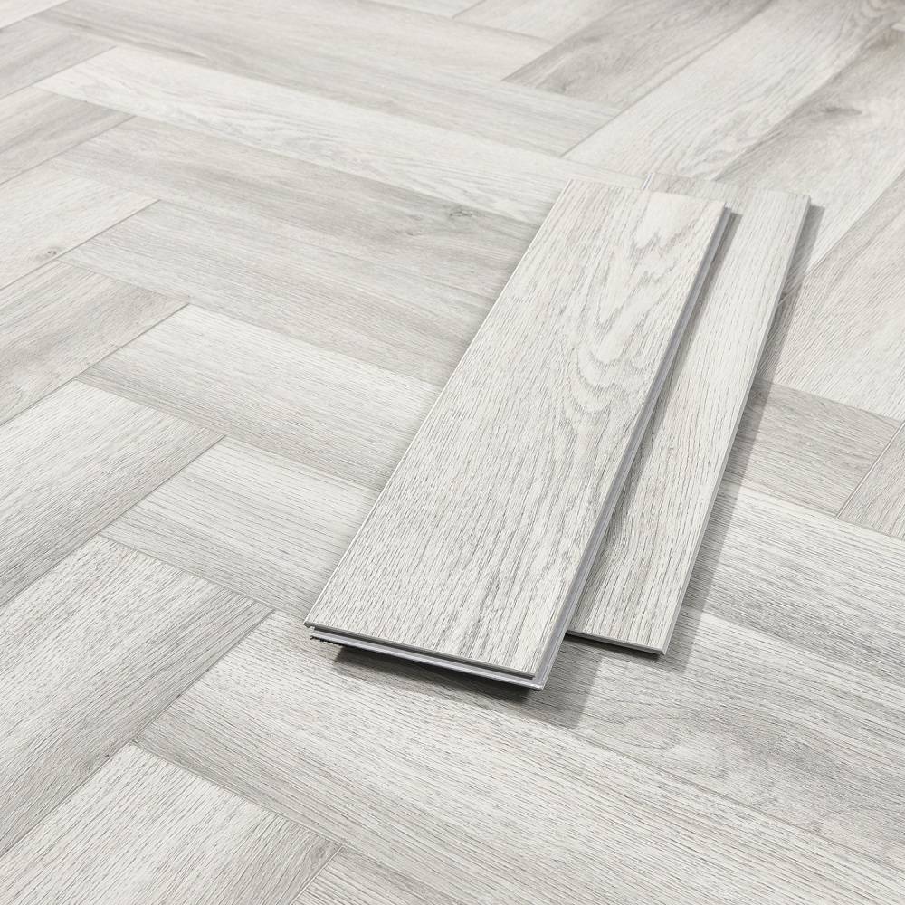 Aqua Plank Ravine Grey Herringbone Click Vinyl Flooring - Big