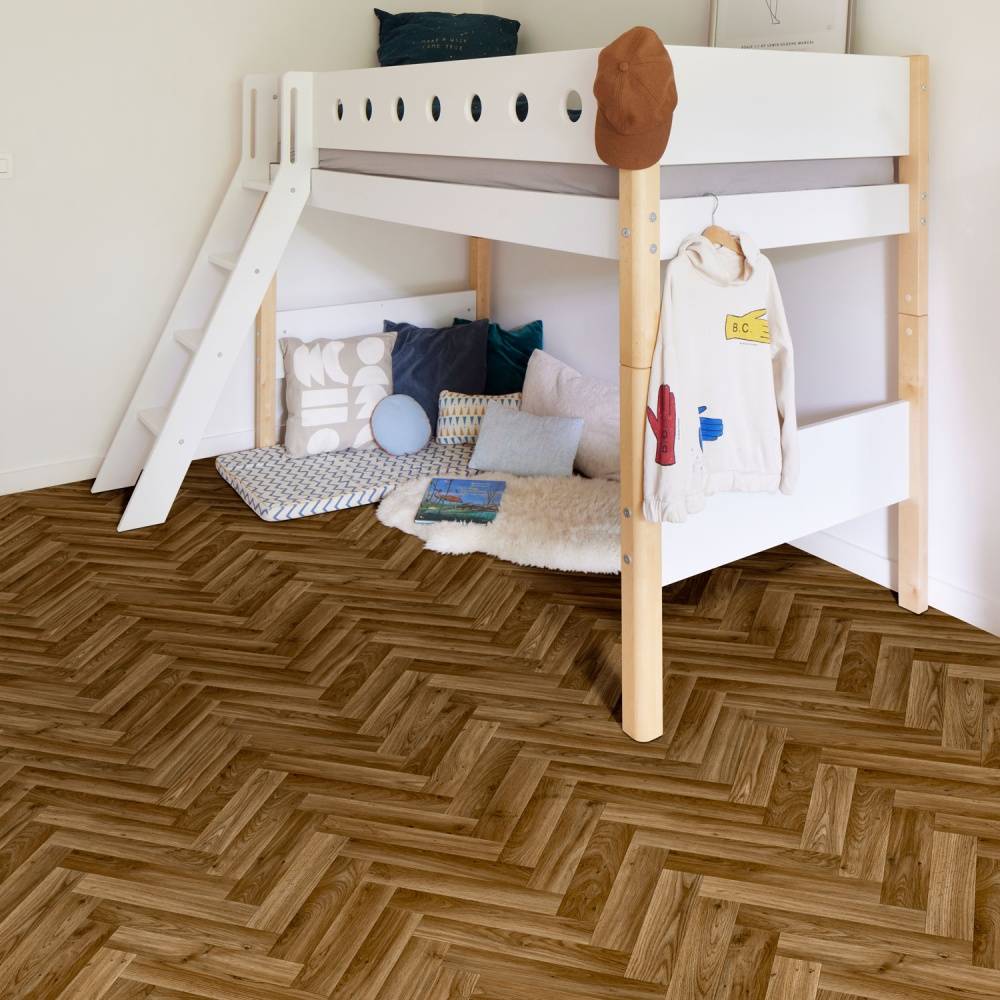 Ecostep Vinyl Flooring Herringbone Oak Medium 666D