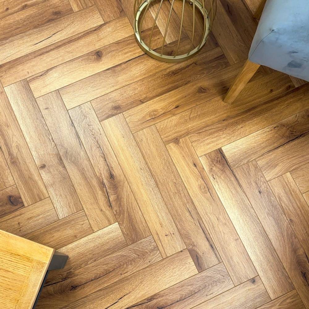 Embrace Herringbone Laminate Flooring Traditional Oak 12mm 