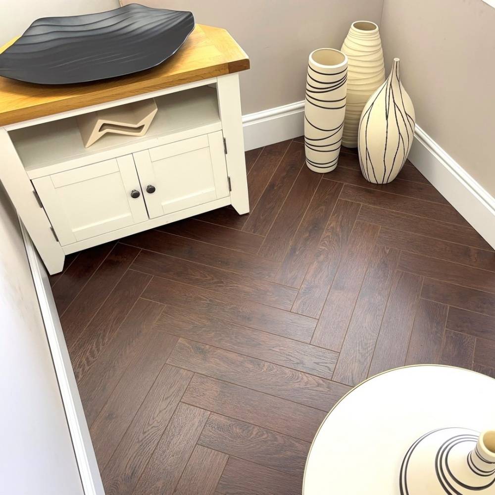 Embrace Herringbone Laminate Flooring Walnut 12mm 