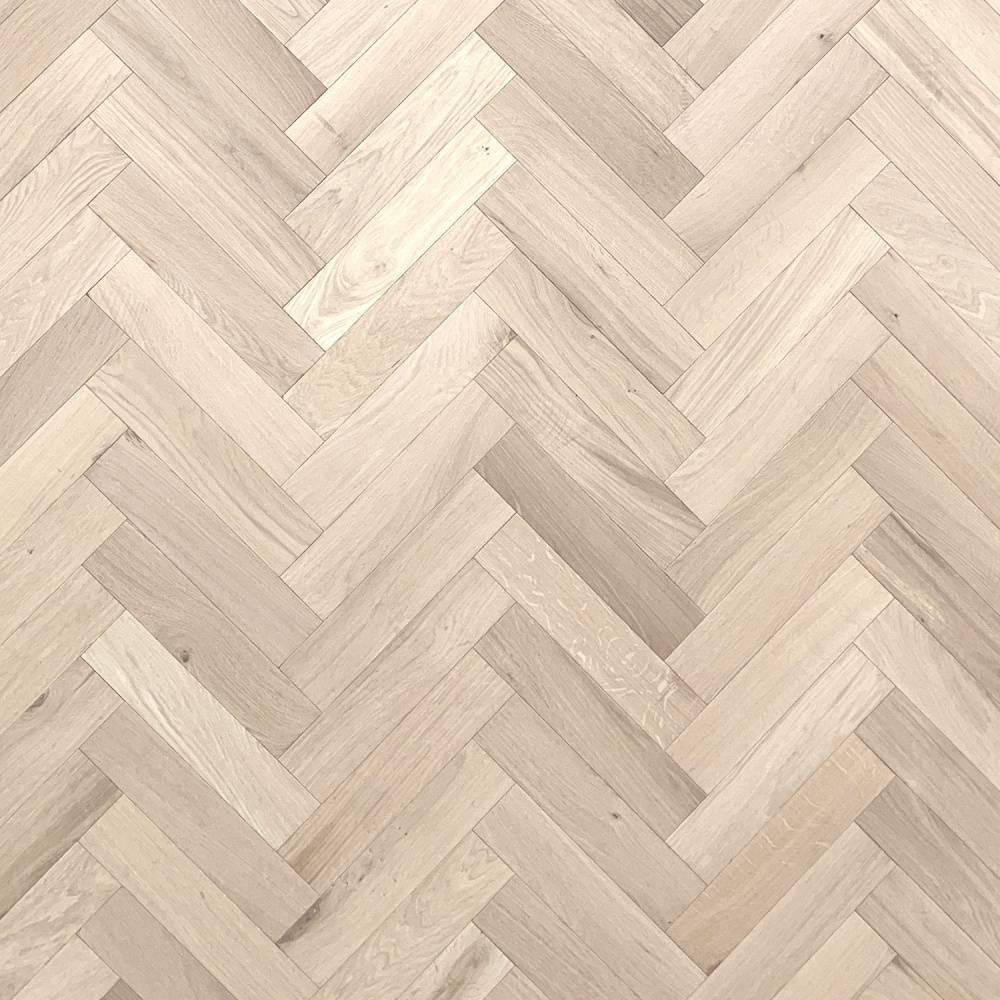 Herringbone Parquet Engineered Wood Flooring 18mm Unfinished Oak  - Big