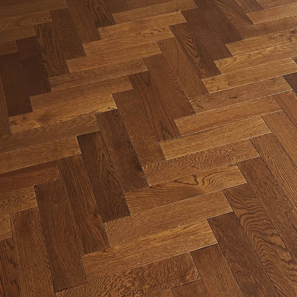 Herringbone Parquet Engineered Wood Flooring lacquered Dalgona Oak 10mm - Big