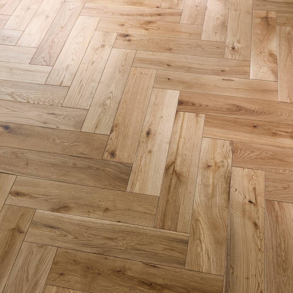 Herringbone Solid Wood Flooring 18mm Natural Brushed Oiled - Big