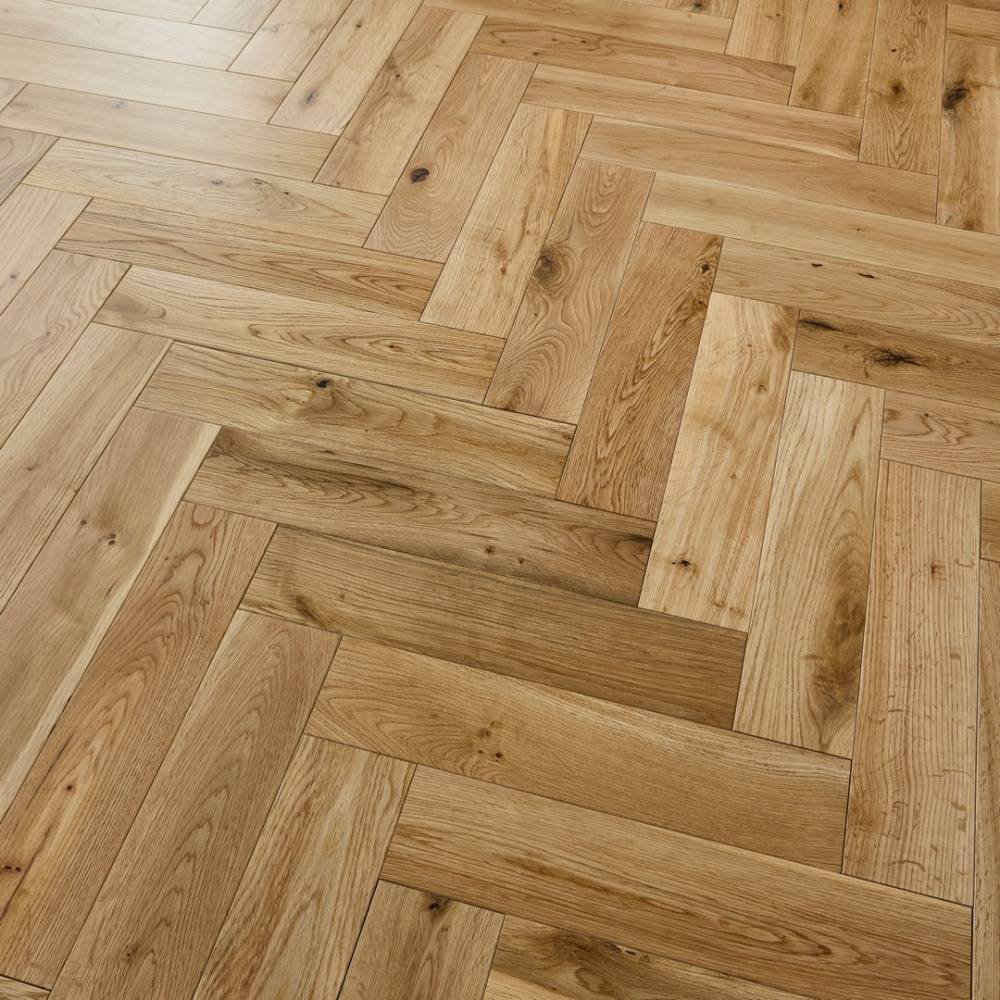 Herringbone Solid Wood Flooring 18mm Natural Uv Oiled - Big