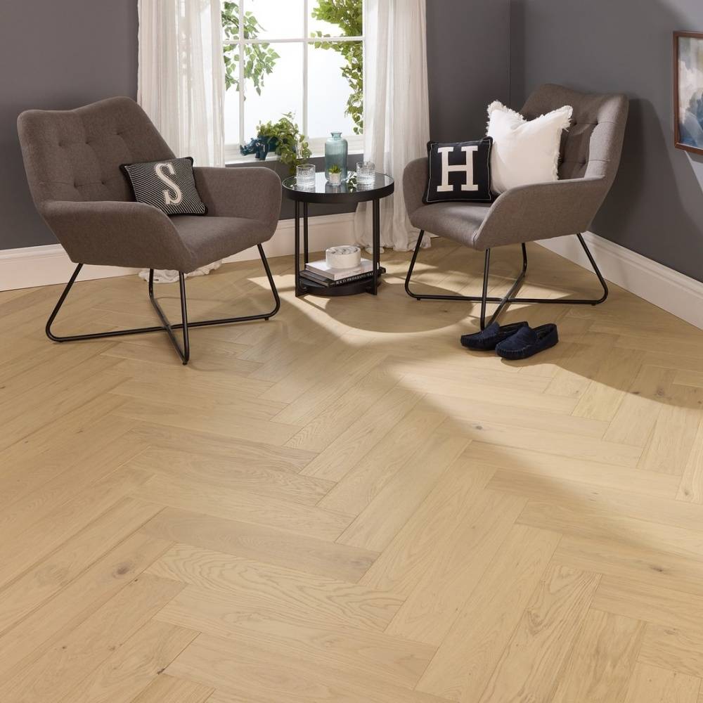14mm Herringbone Parquet Engineered Wood Flooring Nude Oak