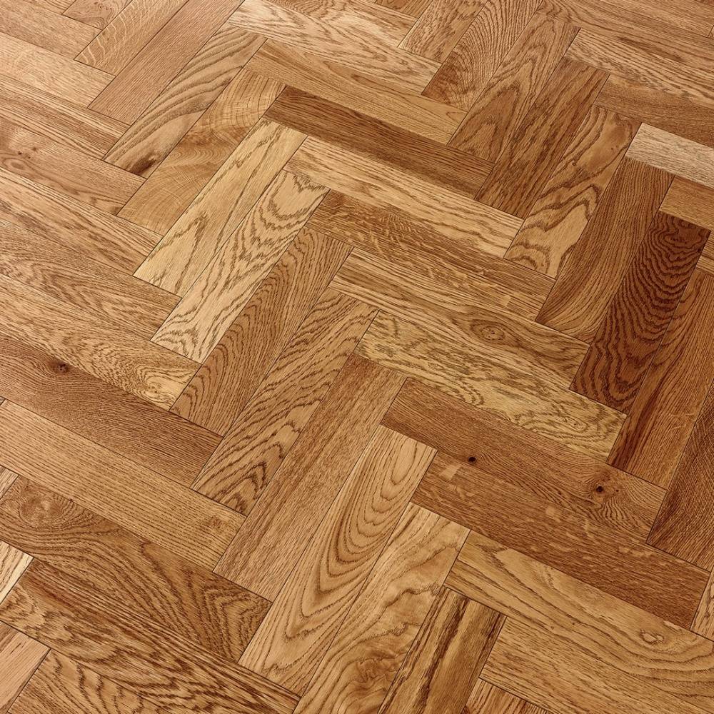 Herringbone Parquet 18mm Natural Blackline Brushed Matt Lacquered Engineered Flooring - Big