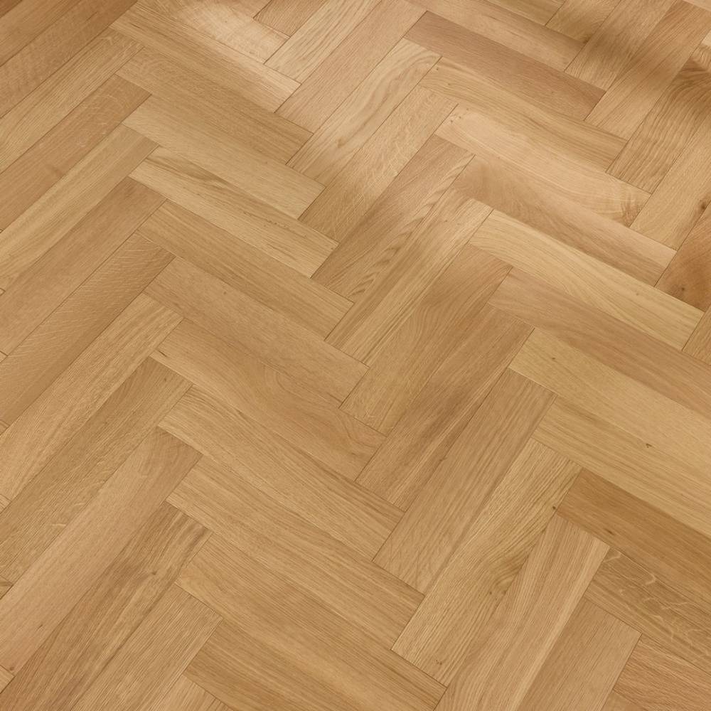 Herringbone Parquet Engineered Wood Flooring 18mm Natural Oak Brushed Matt Lacquered - Big