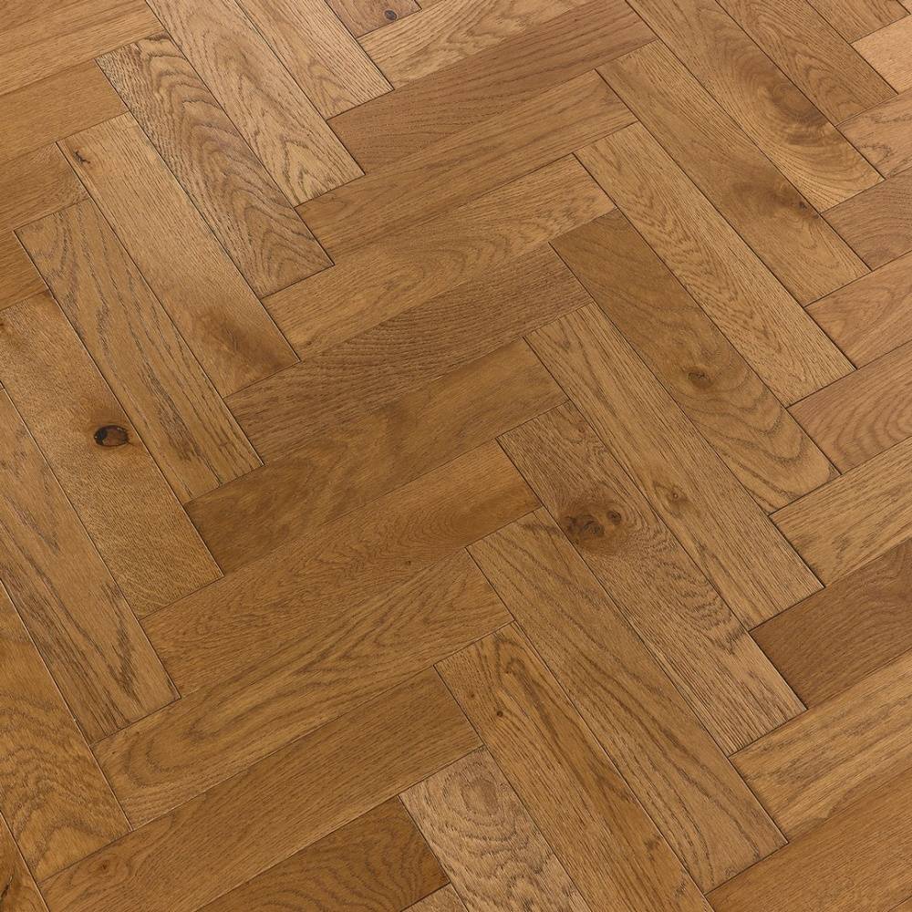 Herringbone Parquet Engineered Wood Flooring 18mm Warm Harvest Brushed Oiled - Big