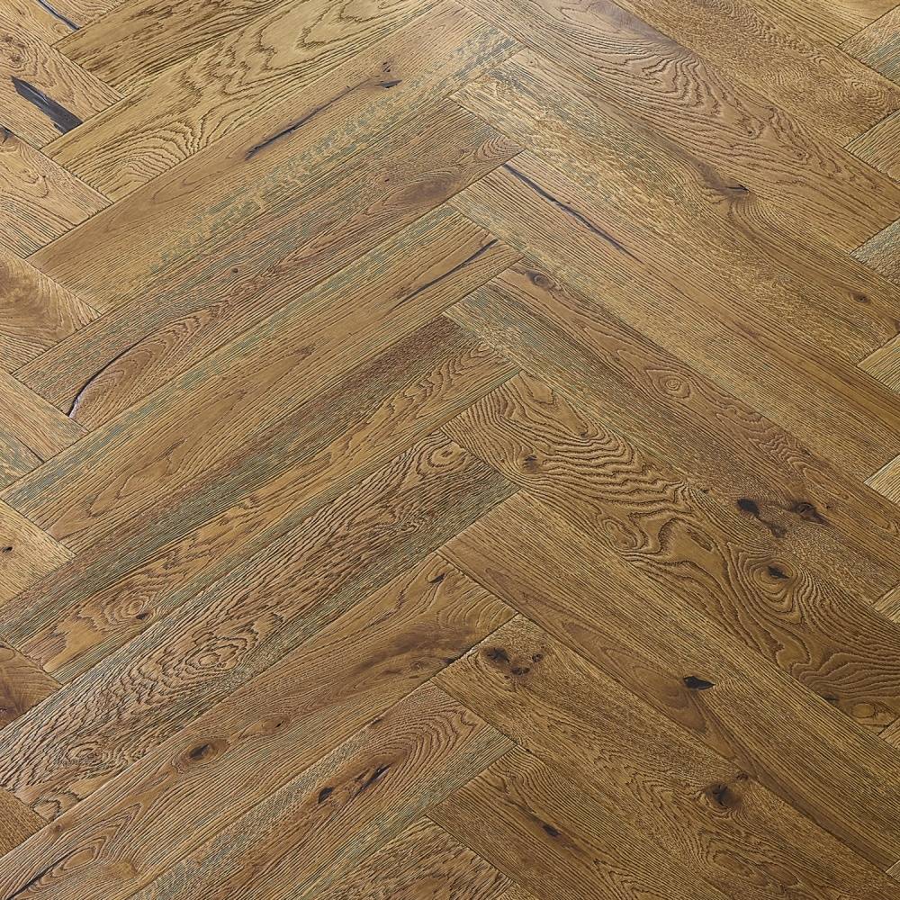 Herringbone Parquet Engineered Wood Flooring 15mm Rich Oak Hard Wax Oiled - Big