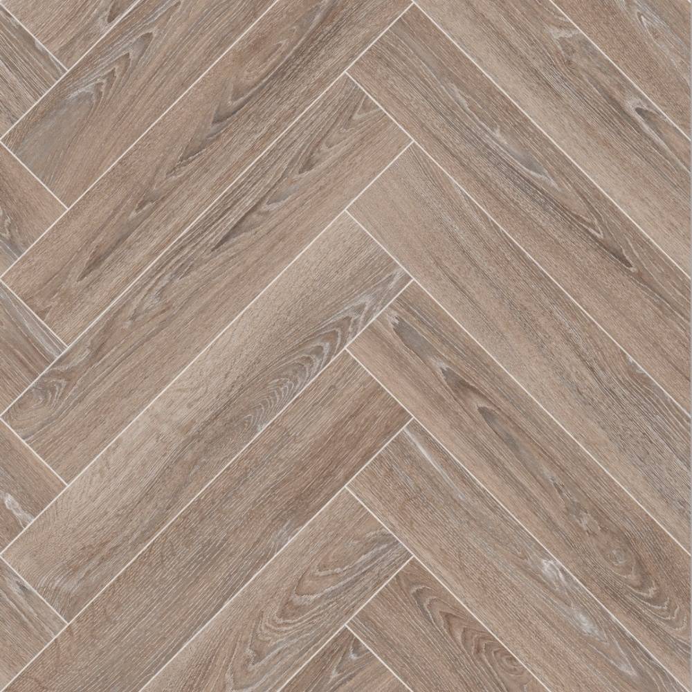 Lusora Pale Ash Herringbone 609M Cushion Vinyl Flooring - Big