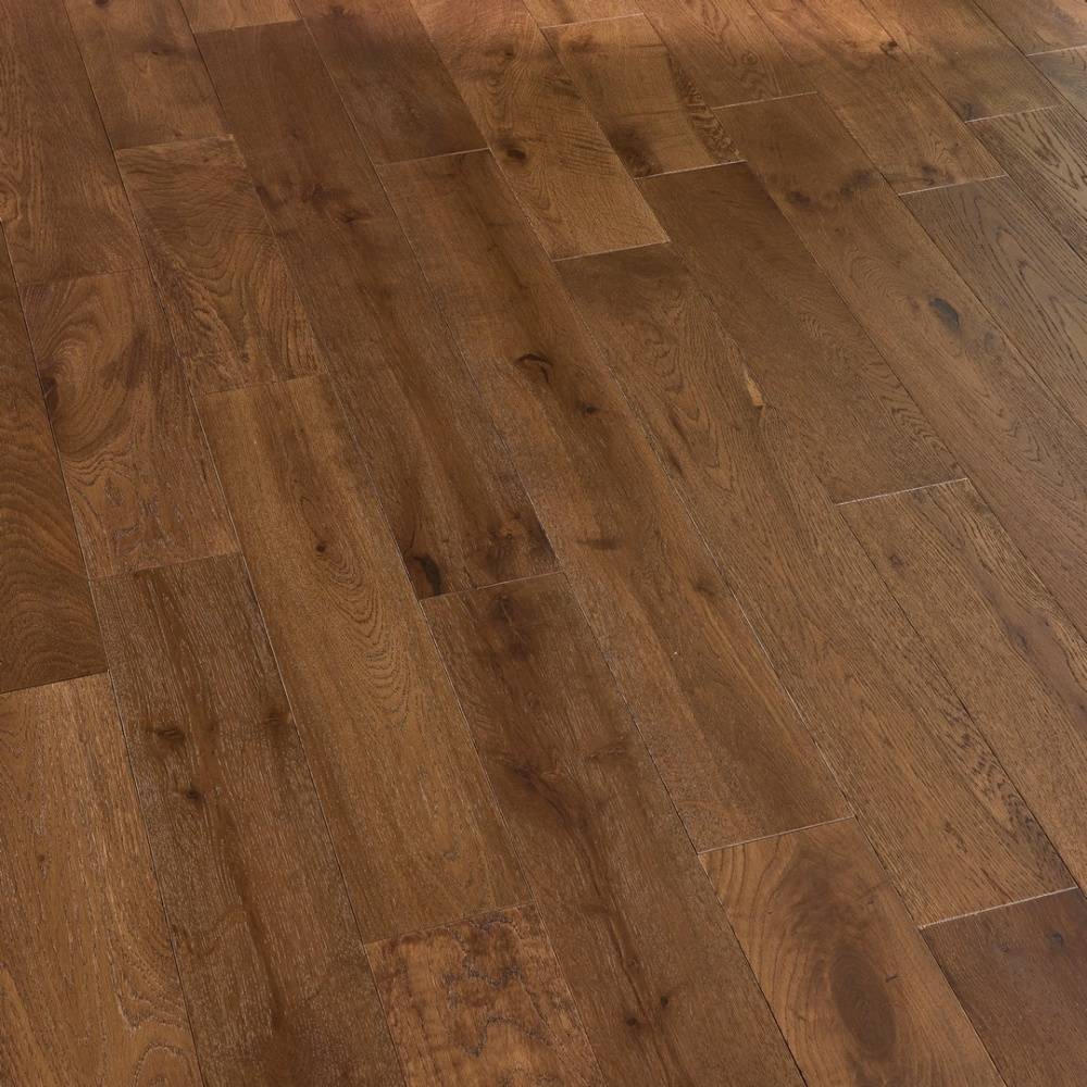 Malton 18mm x 120mm Double Smoked Brushed Matt Lacquer Solid Oak Flooring - Big