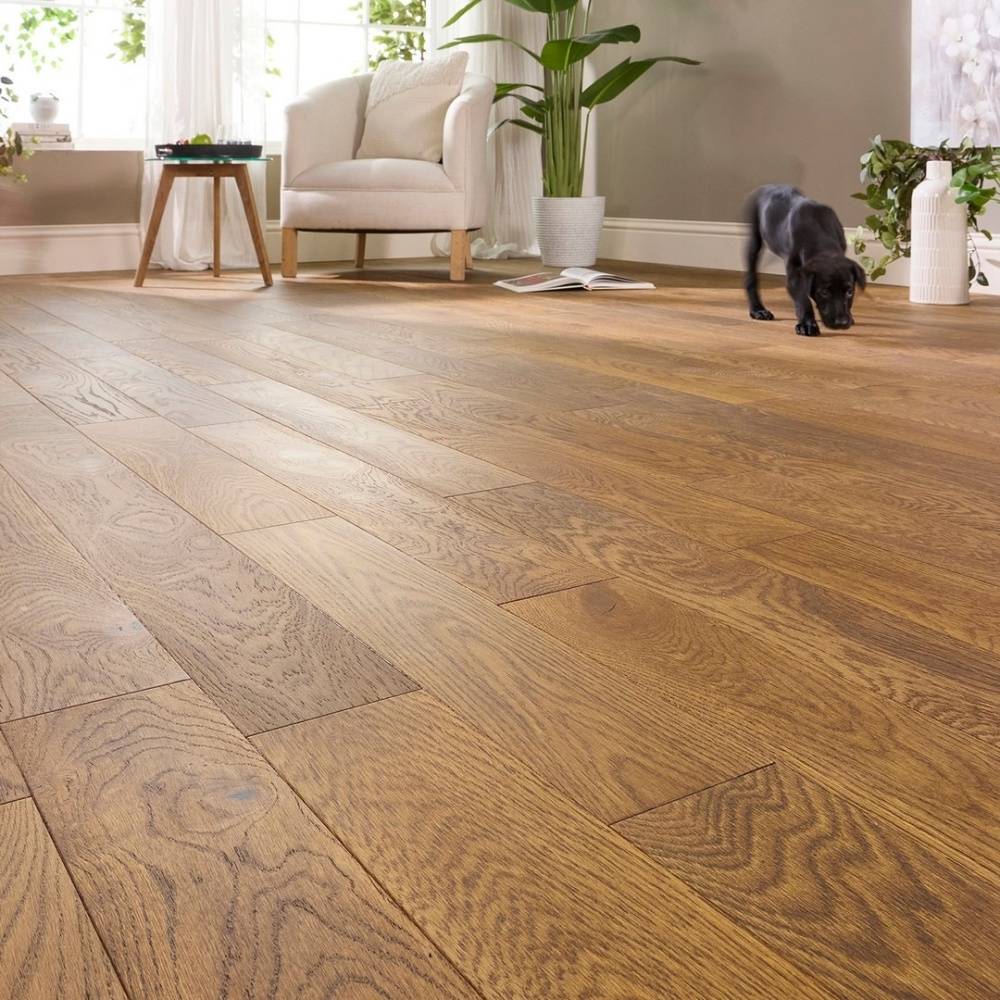 Manor Dunham Engineered Wood Flooring 18mm x 125mm Golden Oak Brushed Matt Lacquer 