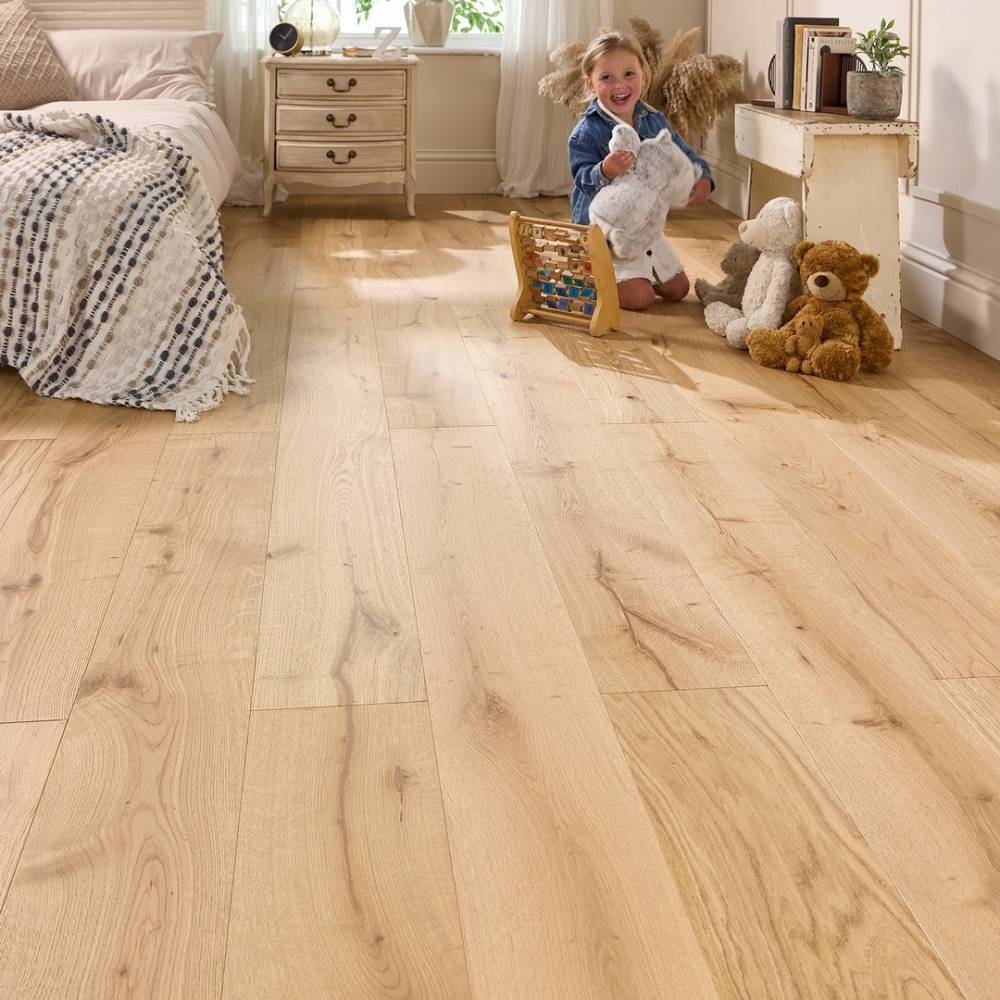 Manor Gunby Engineered Wood Flooring 18mm x 190mm Natural Oak Brushed Matt Lacquered 