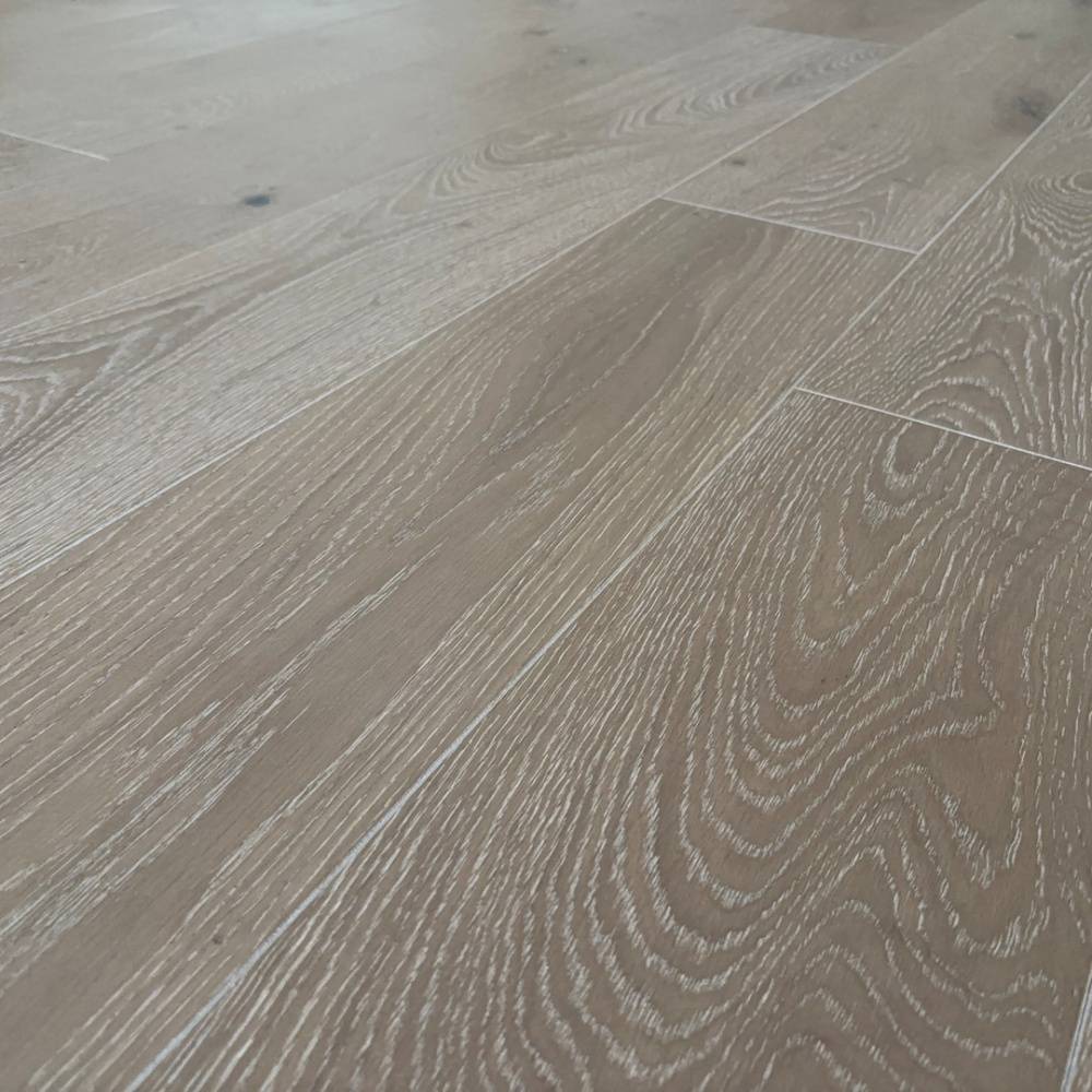 Manor Roke Oak Engineered Wood Flooring 18mm x 190mm Smoke White Brushed Matt Lacquer - Big