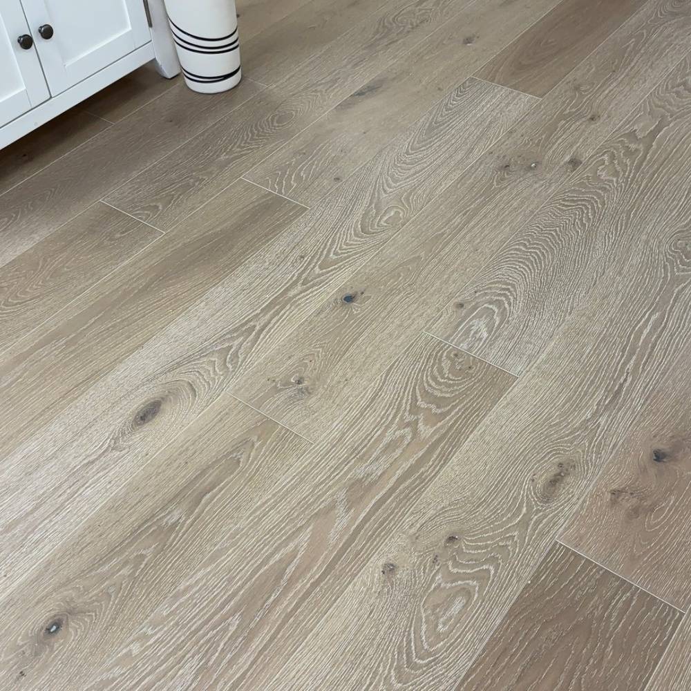 Manor Roke Oak Engineered Wood Flooring 18mm x 190mm Smoke White Brushed Matt Lacquer