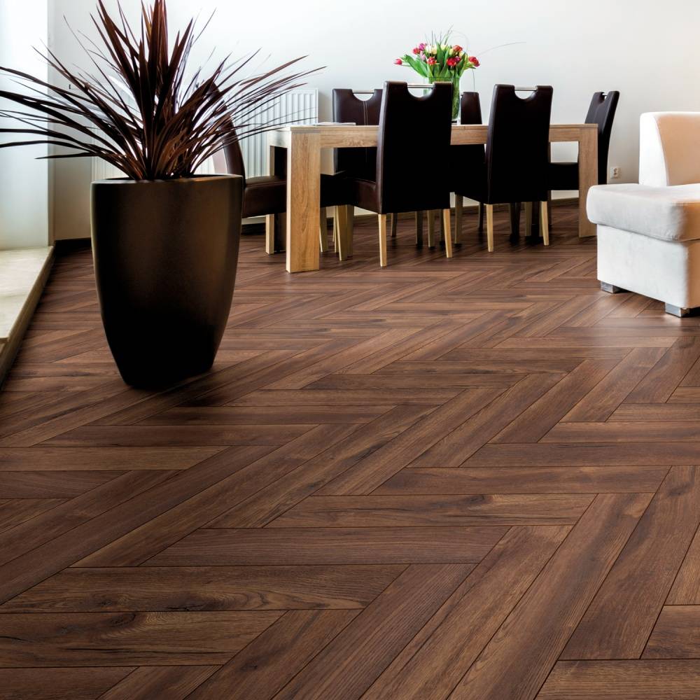Prestige Herringbone Laminate Flooring Coffee Oak 8mm 4766