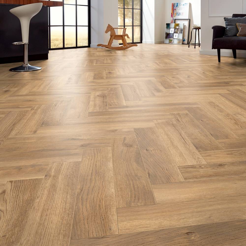 Prestige Herringbone Laminate Flooring Tobacco Light 8mm  4764