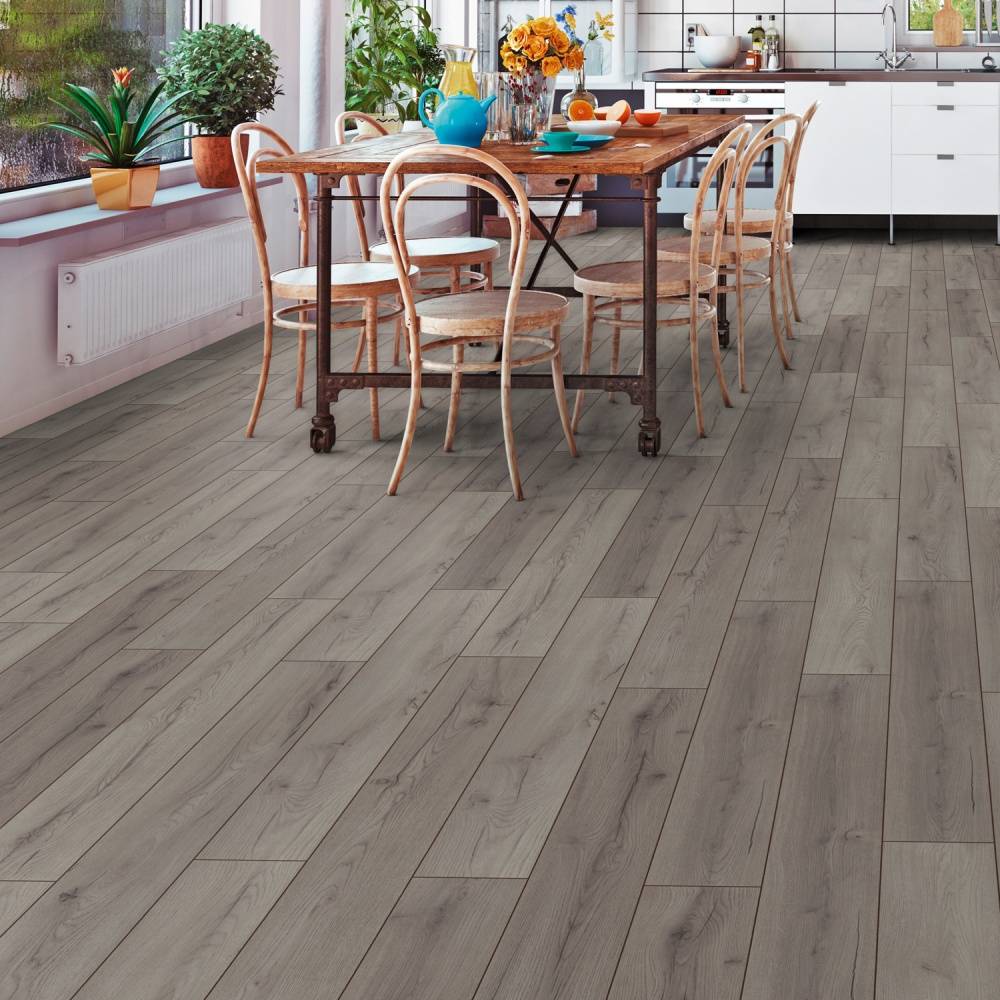 Prestige Oak Grey 8mm V-Groove Laminate Flooring 4175