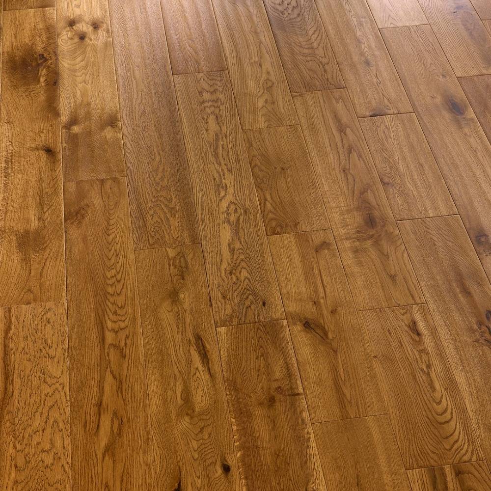 Watton 18mm x 120mm Solid Oak Flooring Golden Handscraped Matt Lacquer - Big