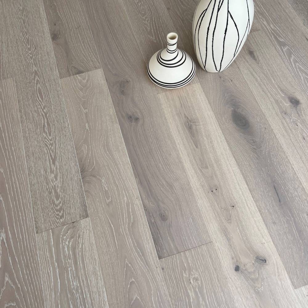 Wroxton Engineered Wood Flooring 14mm x 190mm White Stained Oak Brushed Matt Lacquer