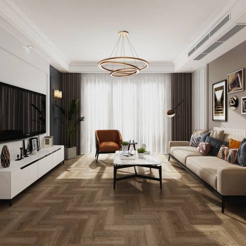 Aqua Plank Traditional Oak Herringbone Click Vinyl