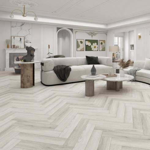 Aqua Plank Ravine Grey Herringbone Click Vinyl Flooring