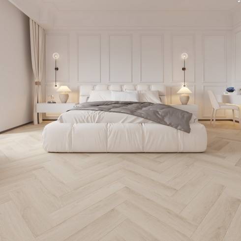 Embrace Herringbone Polar Oak 14mm Laminate Flooring Built-in Underlay