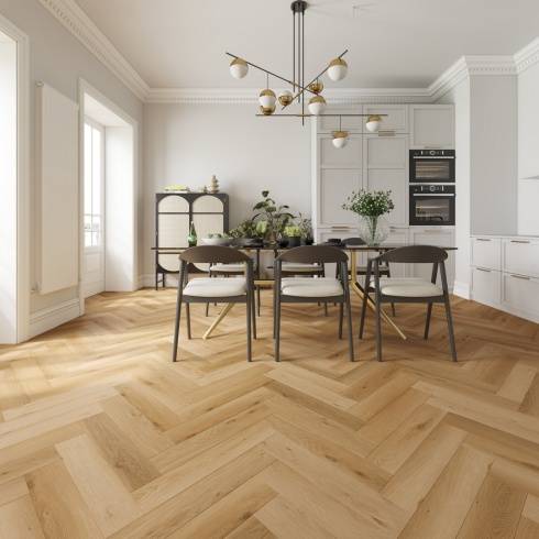 Embrace Herringbone Laminate Flooring Woodland Oak 14mm  Built-in Underlay