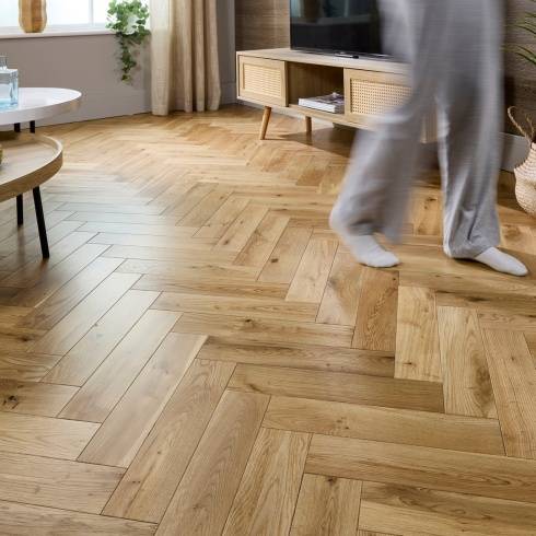 Herringbone Solid Wood Flooring 18mm Natural Uv Oiled