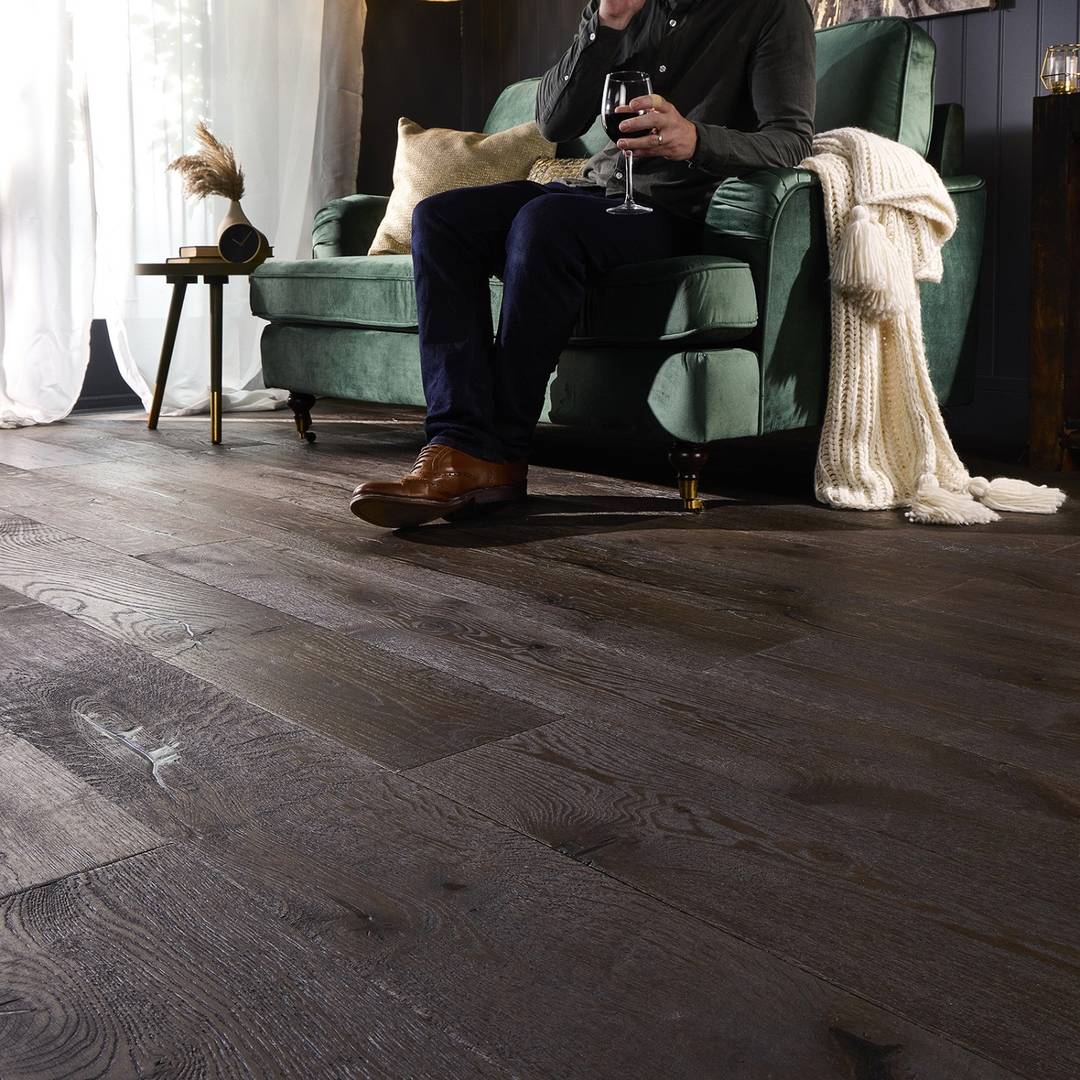 Loire Engineered Wood Flooring 15mm x 190mm Dark Distressed Wax Oiled