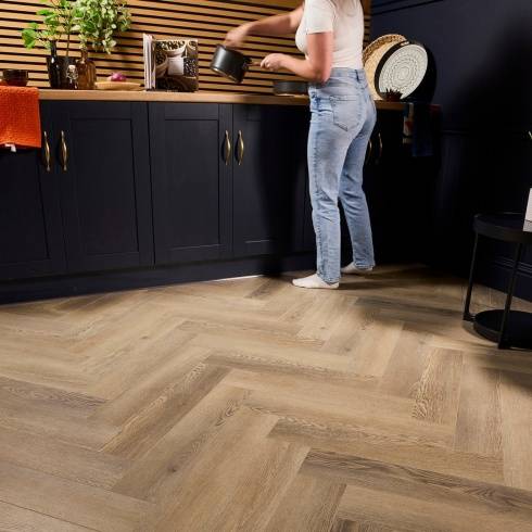 Aqua Plank Live Oak Herringbone Click Vinyl Flooring