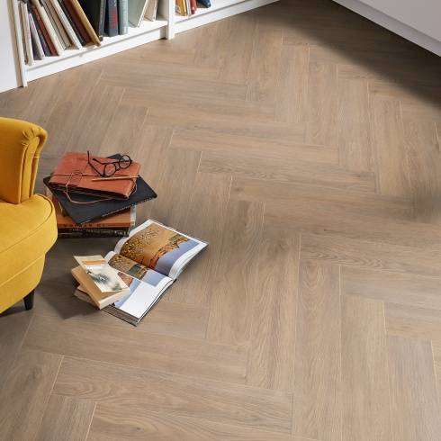 Embrace Herringbone Laminate Flooring 10mm Ecru Oak 6014