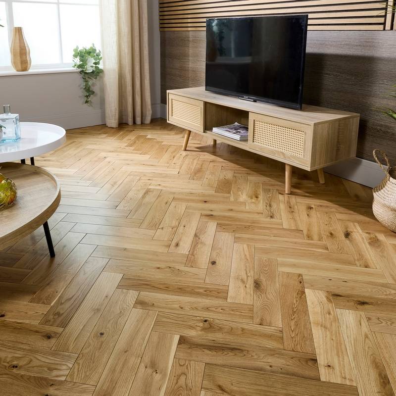 Herringbone Solid Wood Flooring 18mm Natural Uv Oiled - image 2